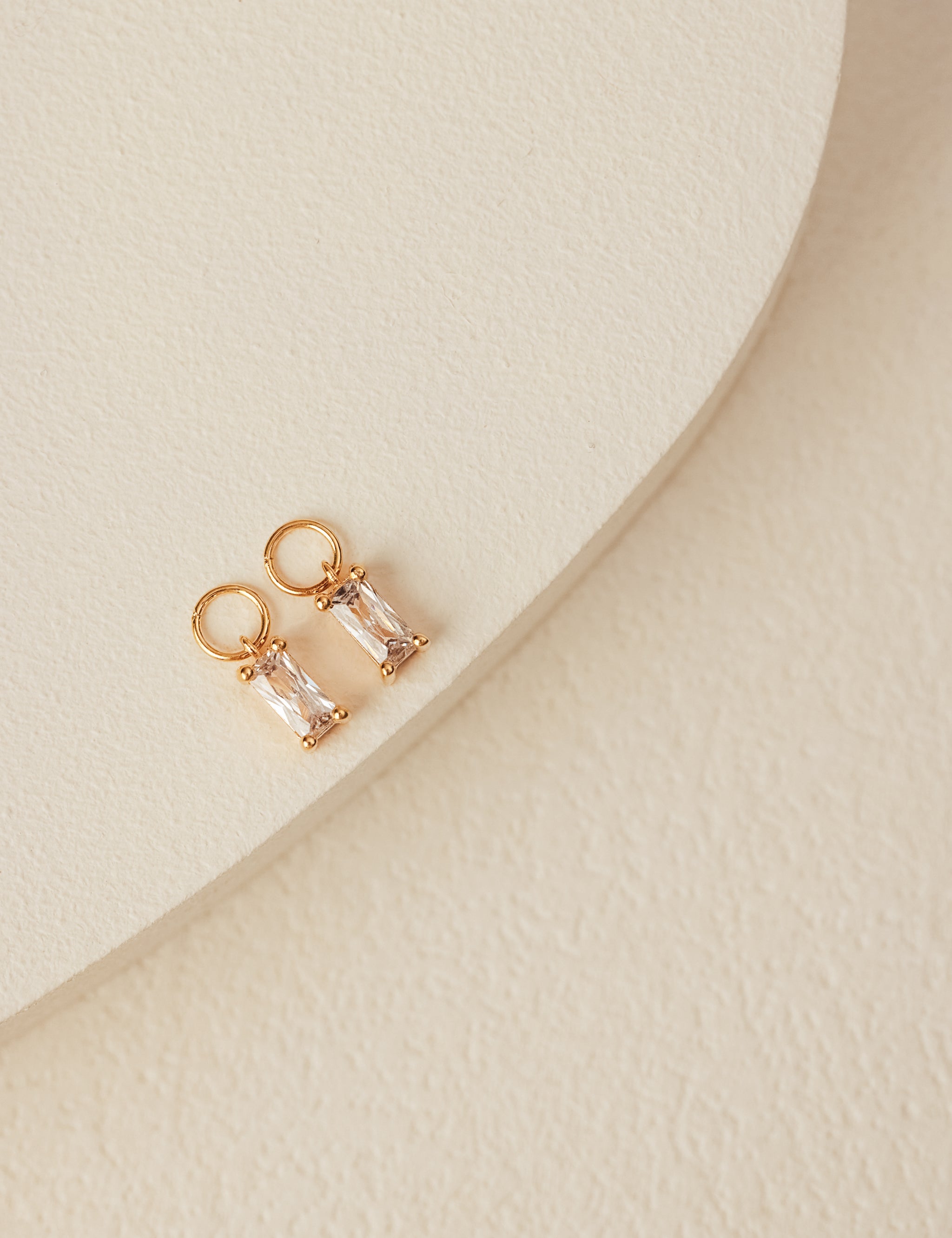 Baguette Huggie Charms in gold vermeil