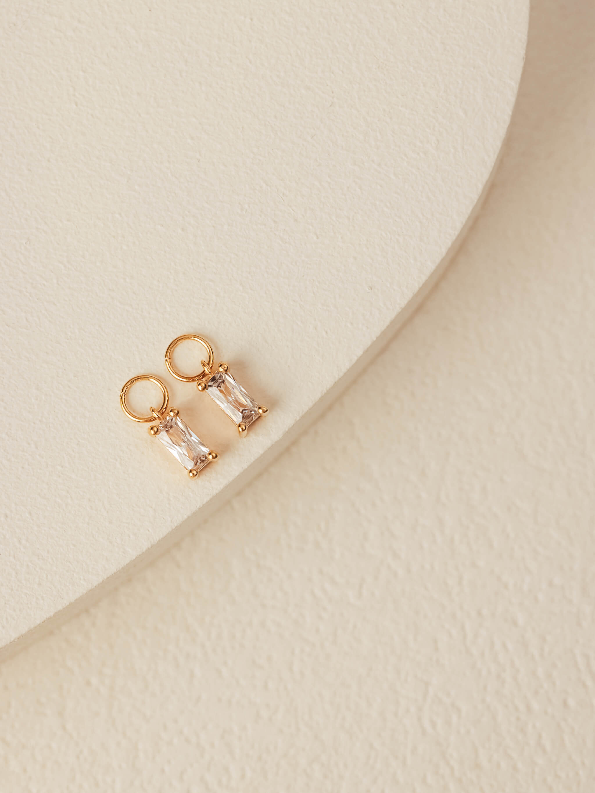 Baguette Huggie Charms in gold vermeil