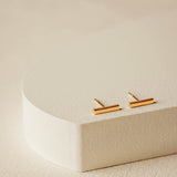 Classic Bar Stud Earrings in gold vermeil