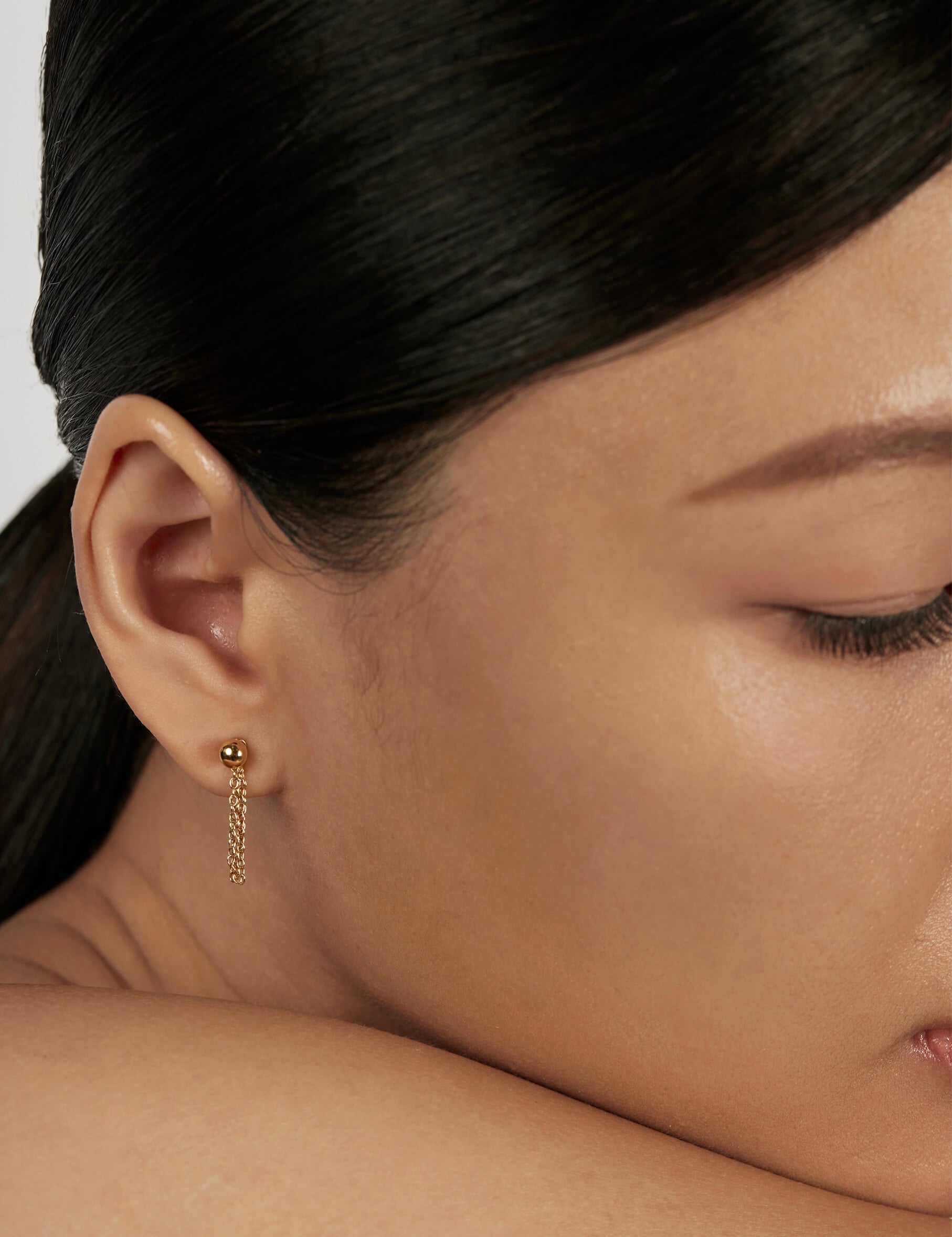 Classic Chain Ear Jacket Earrings worn solo
