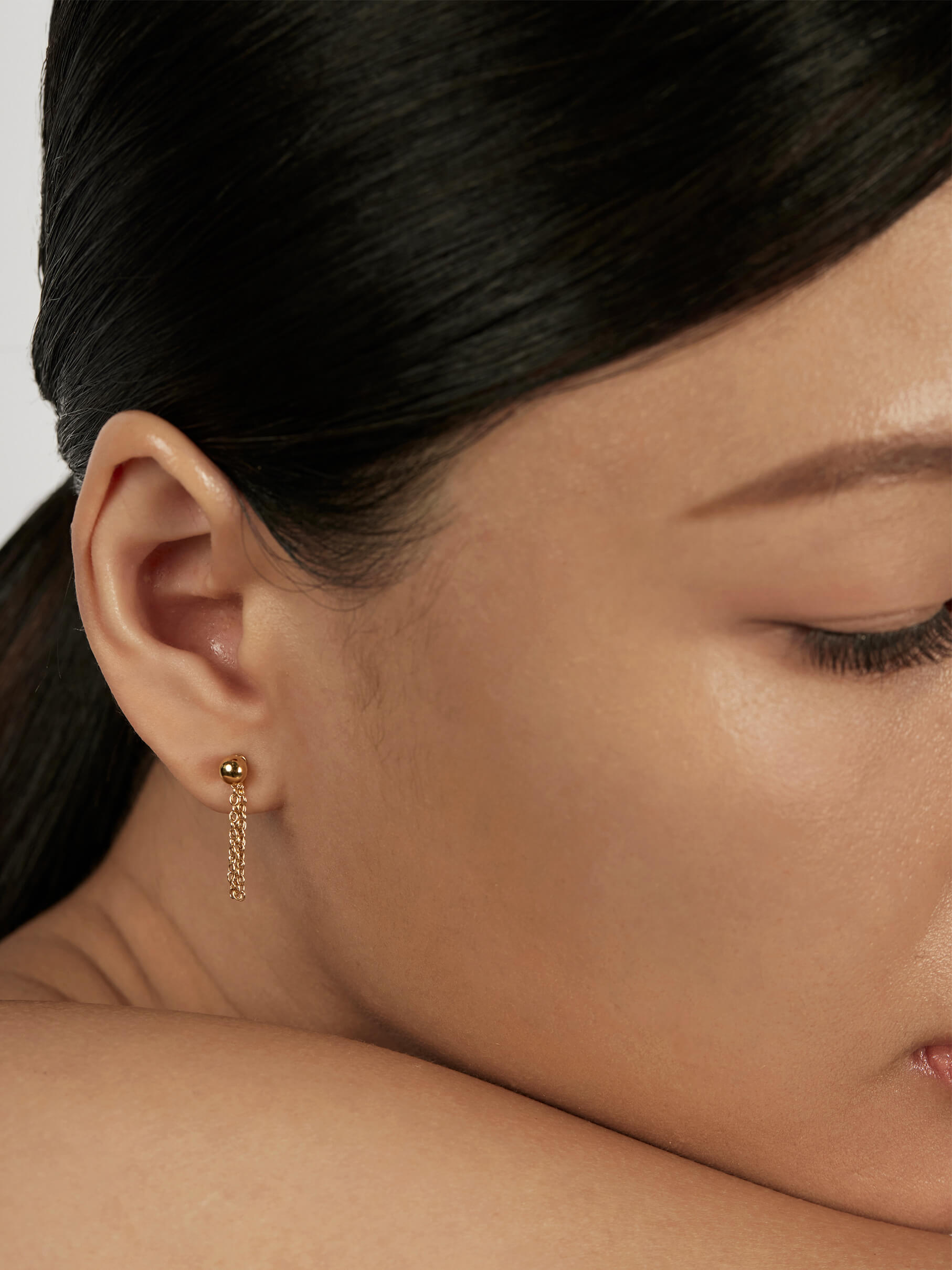 Classic Chain Ear Jacket Earrings worn solo
