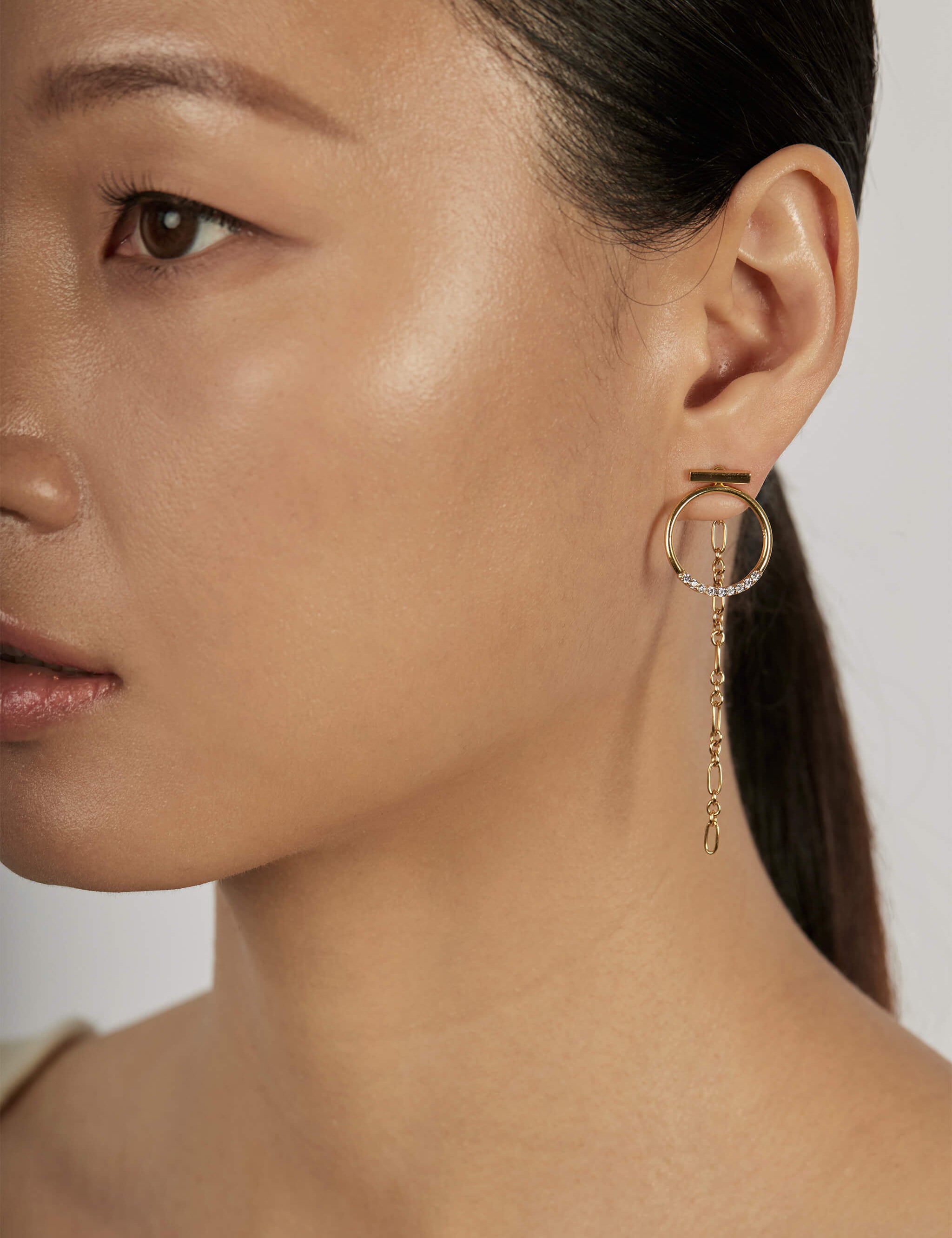 Figaro Chain Ear Jacket Earrings styled in a statement ear stack