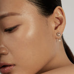 Halo Ear Jacket Earrings styled with pearl