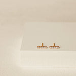 Pave Bar Stud Earrings in gold vermeil