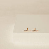 Pave Bar Stud Earrings in gold vermeil