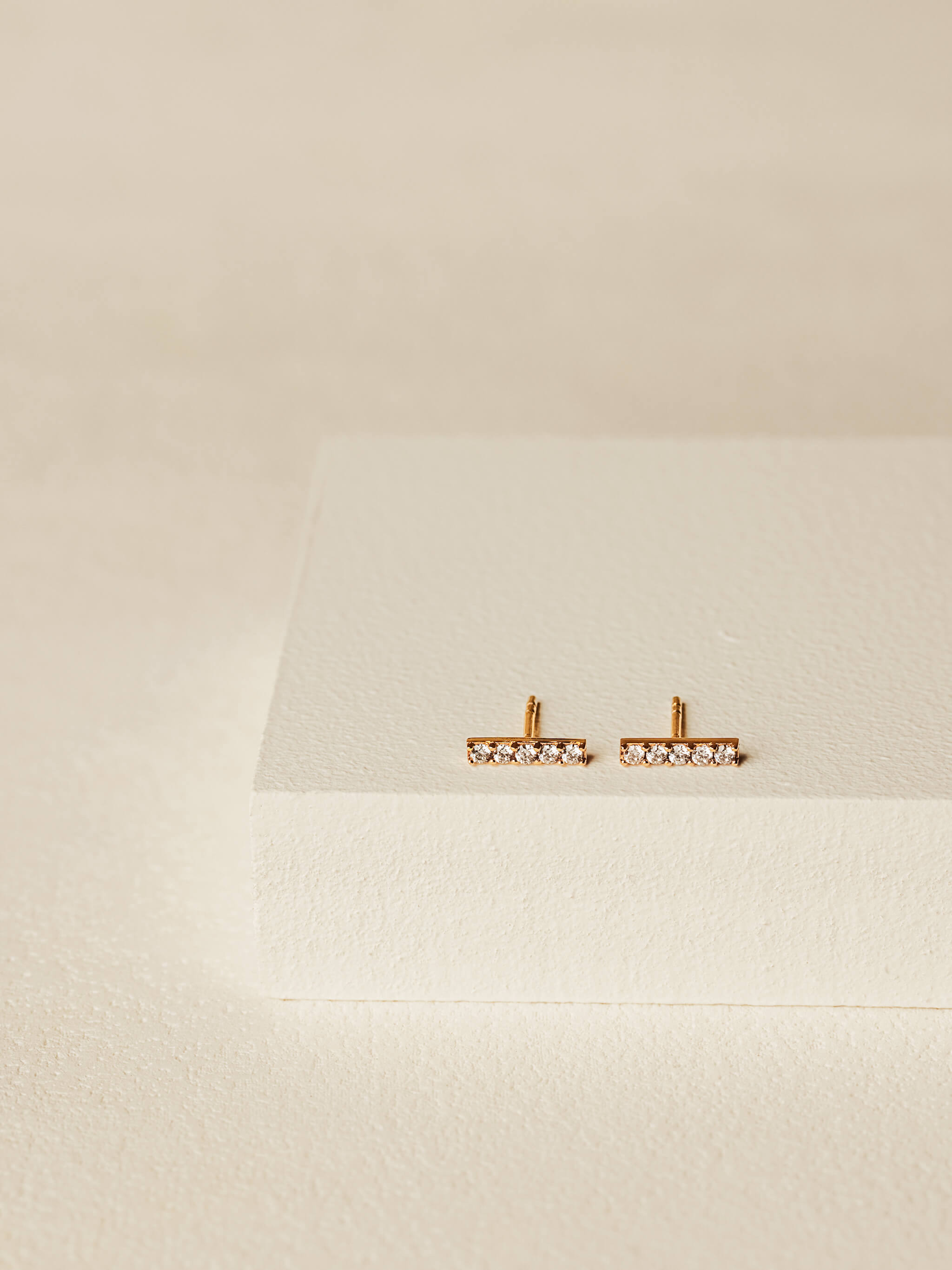 Pave Bar Stud Earrings in gold vermeil