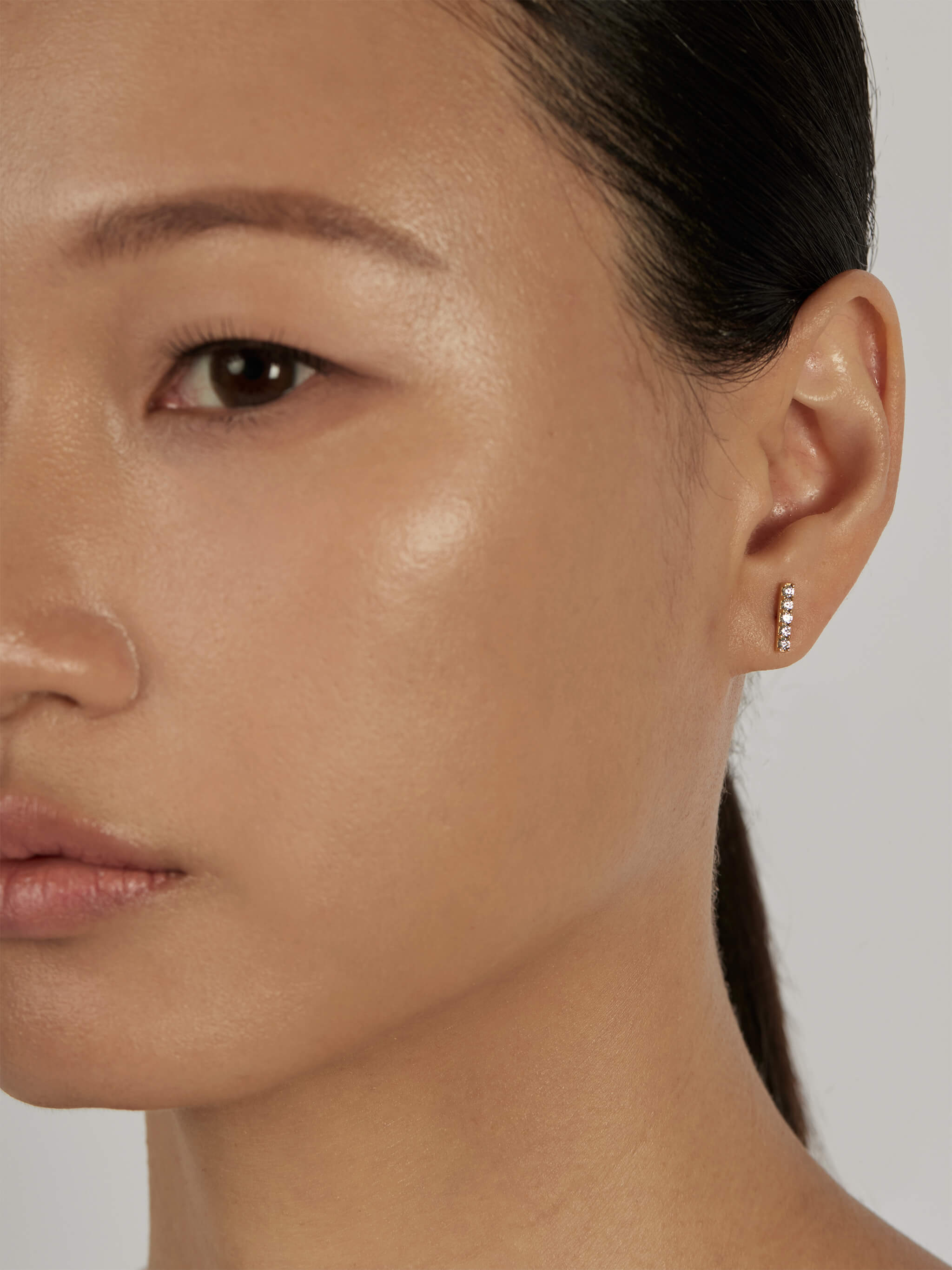 Pave Bar Stud Earrings worn solo