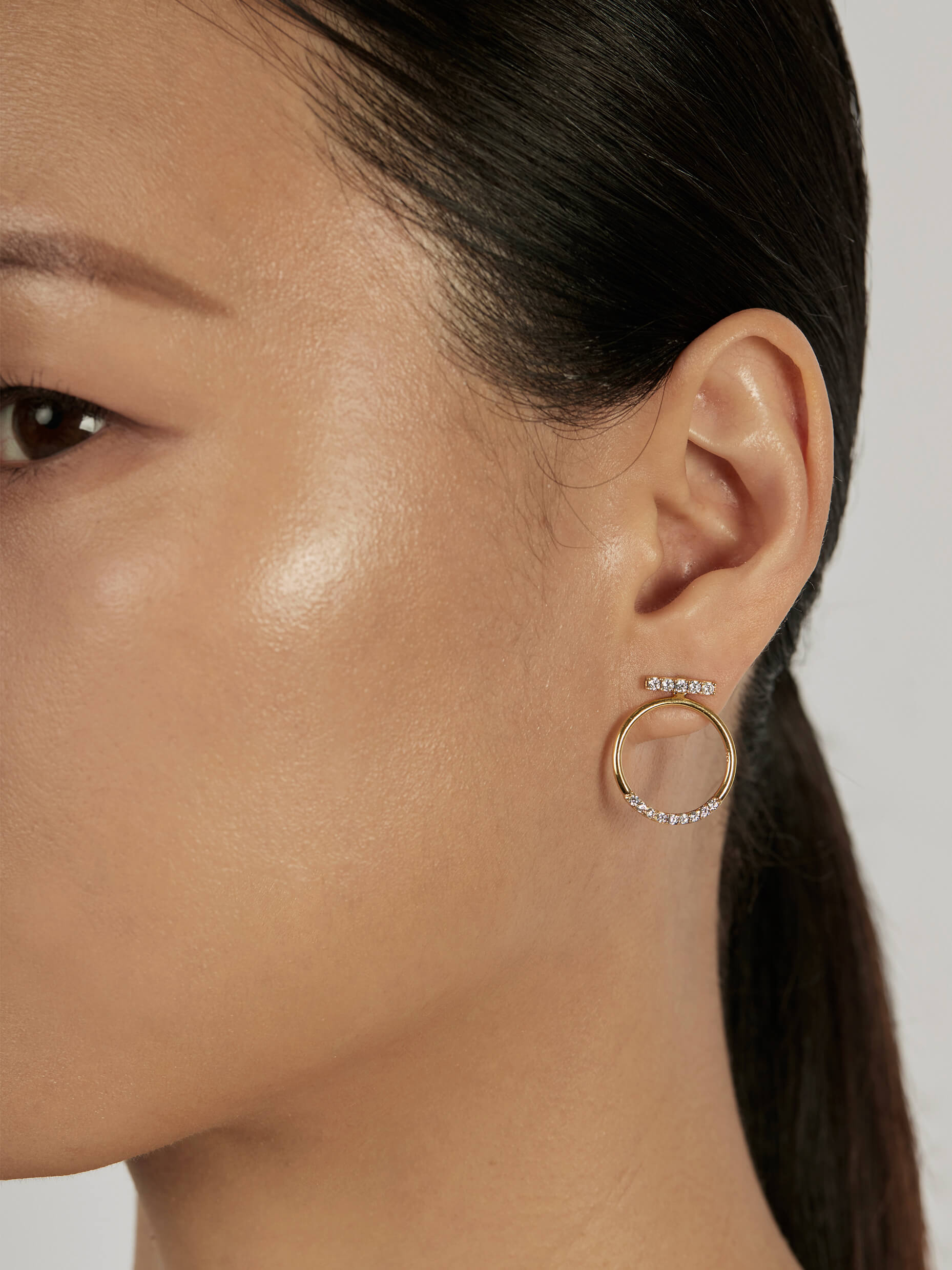 Paver Bar Stud Earrings styled in a statement ear stack