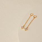 Solitaire Chain Huggie Charms in gold vermeil
