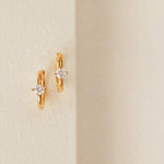 Solitaire Huggie Earrings in gold vermeil