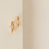 Solitaire Huggie Earrings in gold vermeil