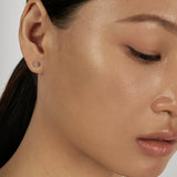 Solitaire Stud Earrings worn solo