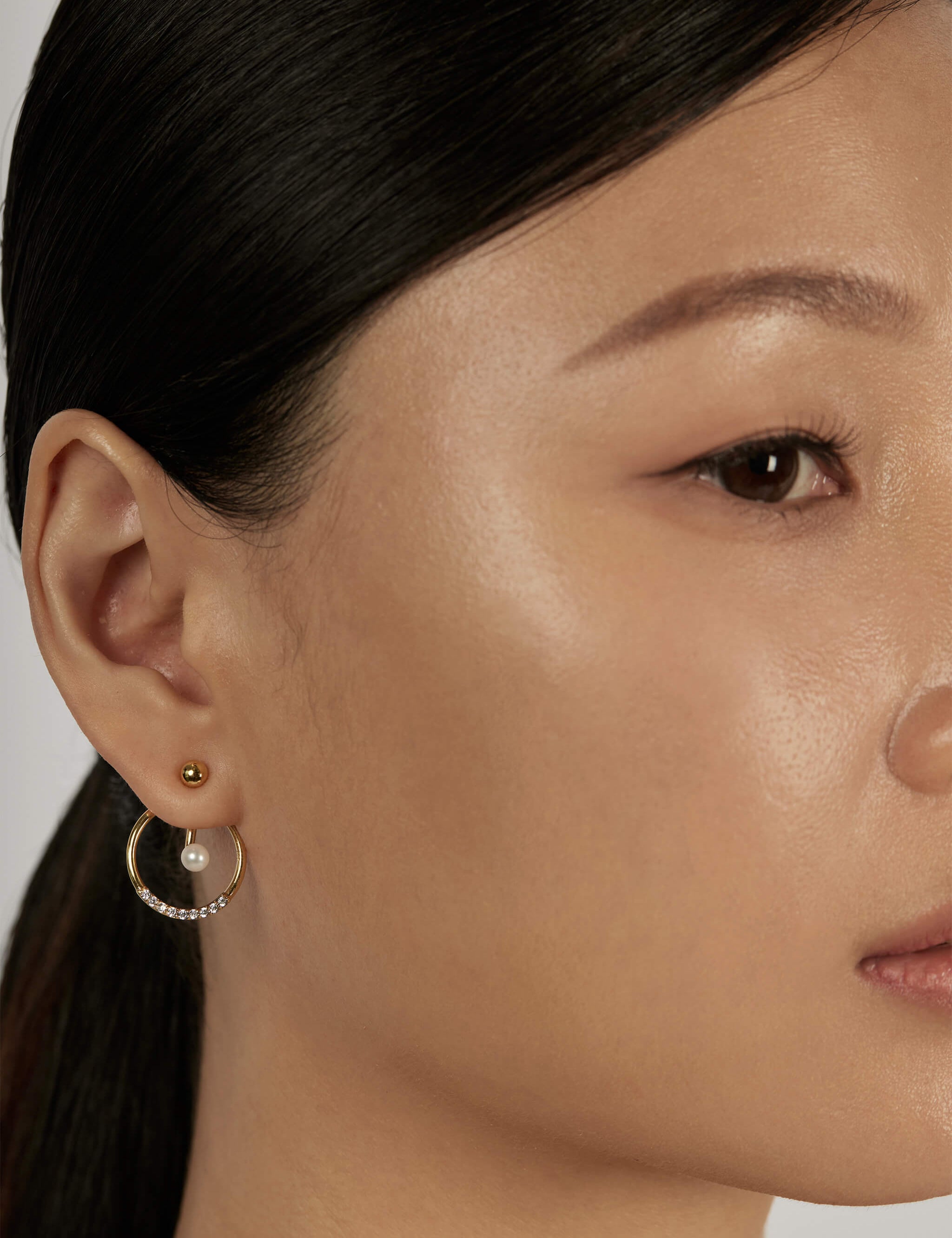 Sphere Stud Earrings styled in a statement ear stack