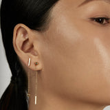 The Thread Earrings worn in a complete set