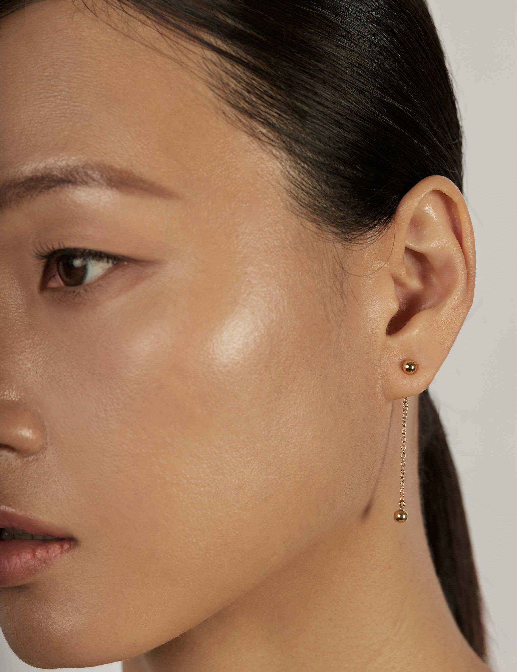 The Thread Earring Set with sphere chain